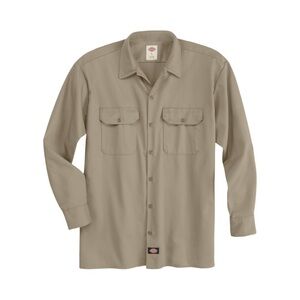 Dickies Industrial Heavyweight Twill Long Sleeve Tan Work Shirt NWT Size L
